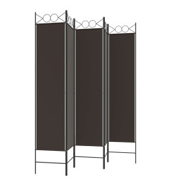 Cloison de séparation 5 panneaux Marron 200x200 cm Tissu