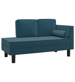 Chaise longue avec coussins et traversin bleu velours