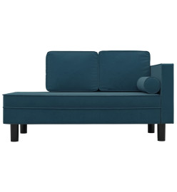 Chaise longue avec coussins et traversin bleu velours