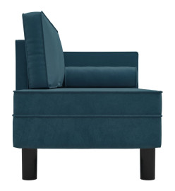 Chaise longue avec coussins et traversin bleu velours