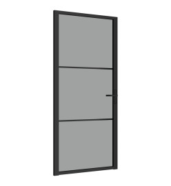 Porte intérieure 93x201,5 cm Noir Verre ESG et aluminium