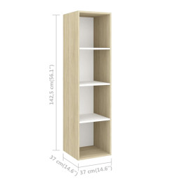 Ensemble de meuble TV 2 pcs Blanc et chêne sonoma Aggloméré