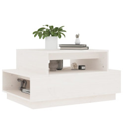 Table basse Blanc 80x55x40,5 cm Bois massif de pin