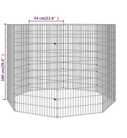 Cage à lapin 8 panneaux 54x100 cm Fer galvanisé