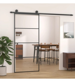 Porte coulissante Aluminium et verre ESG 90x205 cm Noir