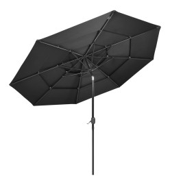 Parasol à 3 niveaux avec mât en aluminium Anthracite 3 m