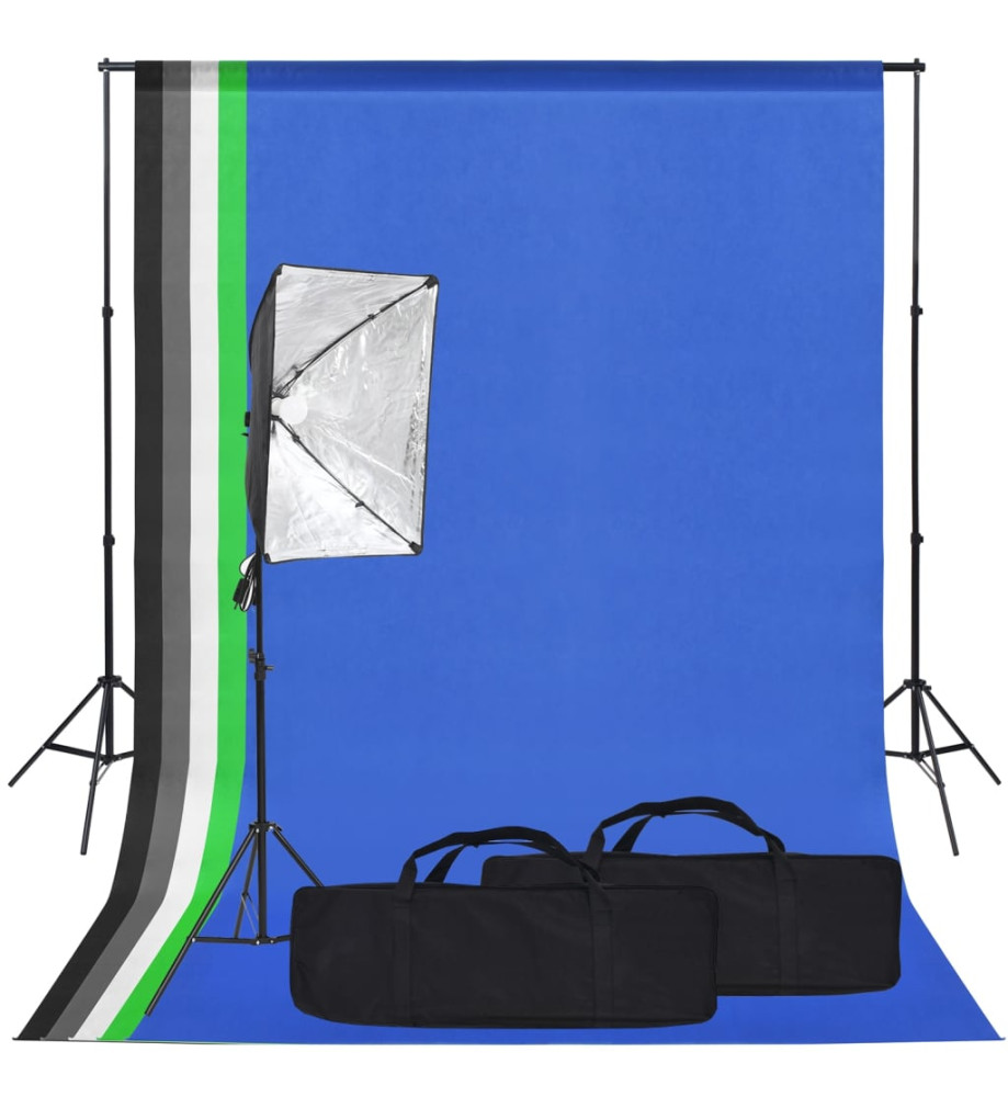 Kit de studio photo avec boîte à lumière et toile de fond