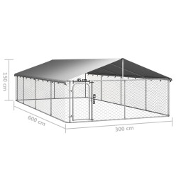 Chenil extérieur avec toit 600x300x150 cm