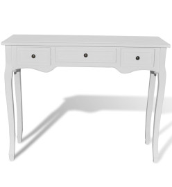 Table de console et coiffeuse avec 3 tiroirs Blanc