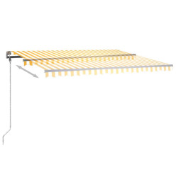 Auvent manuel rétractable avec LED 450x300 cm Jaune et blanc