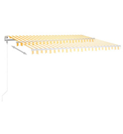 Auvent automatique capteur de vent LED 450x350cm Jaune et blanc