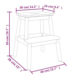 Tabouret-escabeau 2 marches 40x38x50 cm Bois d'acacia solide