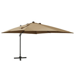 Parasol déporté avec mât et lumières LED Taupe 300 cm