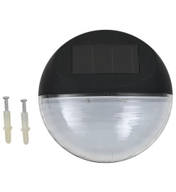 Lampe solaire murale à LED d'extérieur 12 pcs Rond Noir