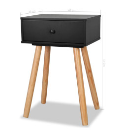 Table de chevet 2 pcs Bois de pin massif 40 x 30 x 61 cm Noir