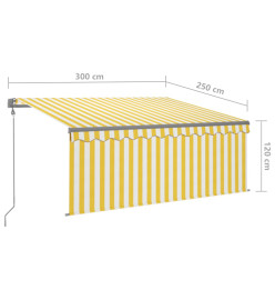 Auvent rétractable automatique avec store 3x2,5m Jaune et blanc