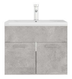 Armoire d'évier avec lavabo intégré Gris béton Aggloméré