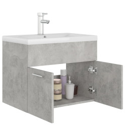 Armoire d'évier avec lavabo intégré Gris béton Aggloméré