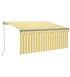 Auvent manuel rétractable avec store LED 3x2,5 m Jaune et blanc