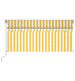 Auvent manuel rétractable avec store LED 3x2,5 m Jaune et blanc