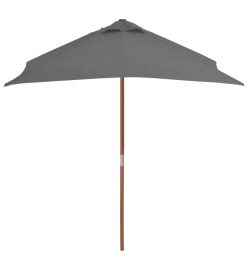 Parasol avec mât en bois 150 x 200 cm Anthracite