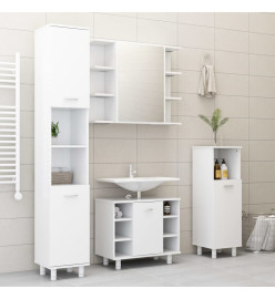 Ensemble de meubles de salle de bain 4 pcs Blanc Aggloméré