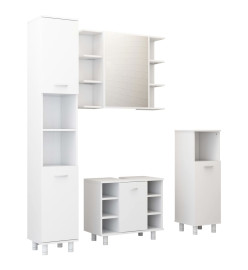 Ensemble de meubles de salle de bain 4 pcs Blanc Aggloméré
