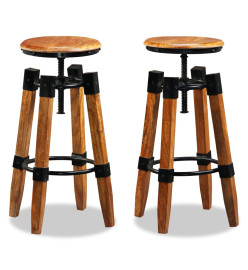 Tabourets de bar lot de 2 bois de manguier massif