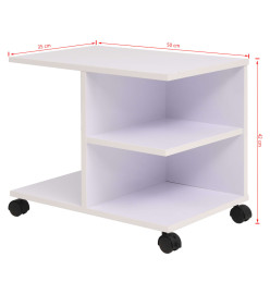 Étagère à roulettes 50 x 35 x 42 cm Blanc