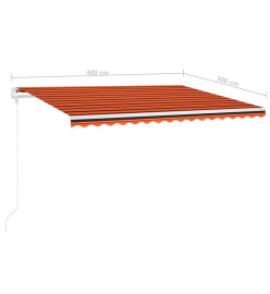 Auvent manuel rétractable avec poteaux 4x3 m Orange et marron