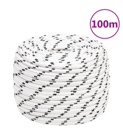 Corde de bateau tressé Blanc 12 mmx100 m Polyester