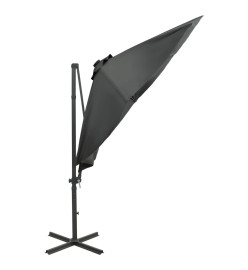 Parasol déporté avec mât et lumières LED Anthracite 300 cm