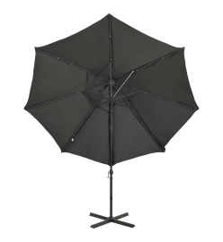 Parasol déporté avec mât et lumières LED Anthracite 300 cm