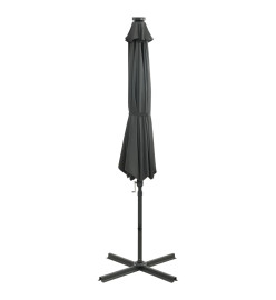 Parasol déporté avec mât et lumières LED Anthracite 300 cm