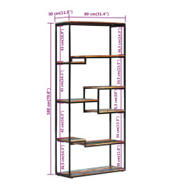 Bibliothèque 80x30x180 cm Bois solide de récupération