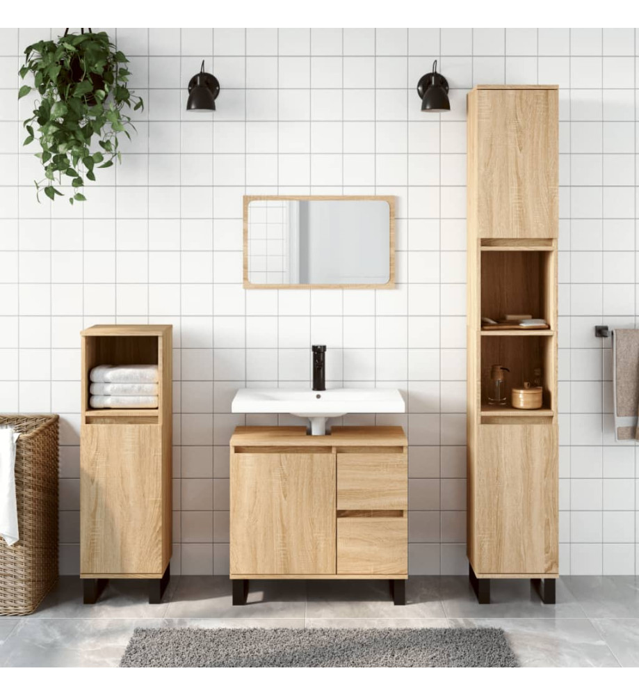 Ensemble de meubles de salle de bain 3 pcs chêne sonoma