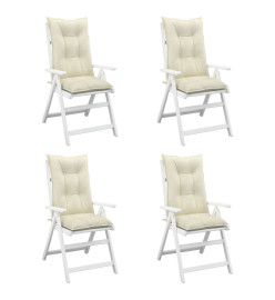 Coussins de chaise de jardin dossier haut lot de 4 crème tissu