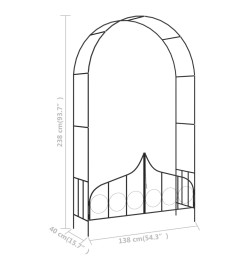 Voûte de jardin avec portail Noir 138x40x238 cm Fer