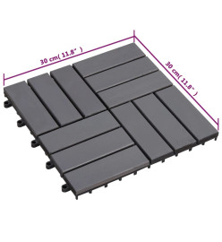 Carreaux de terrasse 10 pcs Délavage gris 30x30 cm Acacia solide