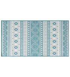 Tapis d'extérieur aqua et blanc 80x150 cm design réversible