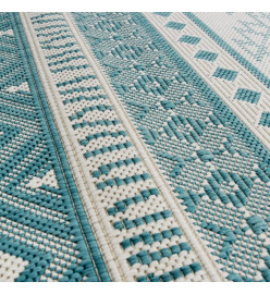 Tapis d'extérieur aqua et blanc 80x150 cm design réversible