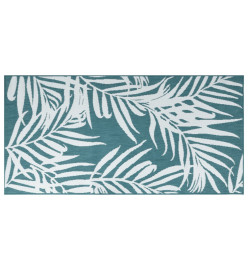 Tapis d'extérieur aqua et blanc 100x200 cm design réversible