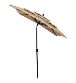 Parasol à 3 niveaux avec mât en aluminium Taupe 2x2 m