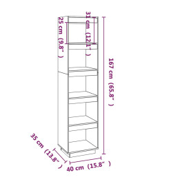 Bibliothèque/Cloison Marron miel 40x35x167 cm Pin solide