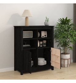 Buffet Noir 83x41,5x100 cm Bois massif de pin