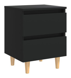 Tables de chevet avec pieds en pin 2 pcs Noir 40x35x50 cm