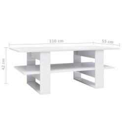 Table basse Blanc brillant 110x55x42 cm Aggloméré