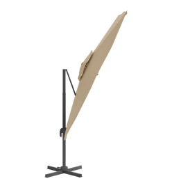 Parasol cantilever à double toit Taupe 300x300 cm