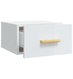 Table de chevet murale blanc brillant 35x35x20 cm