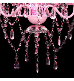 Lustre avec 5 ampoules Crystal rose